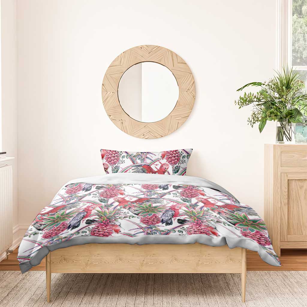Australia Pink Galah Bedding Set Rose-breasted Cockatoo Pineapple Seamless Vibes - Aussie Hoodie