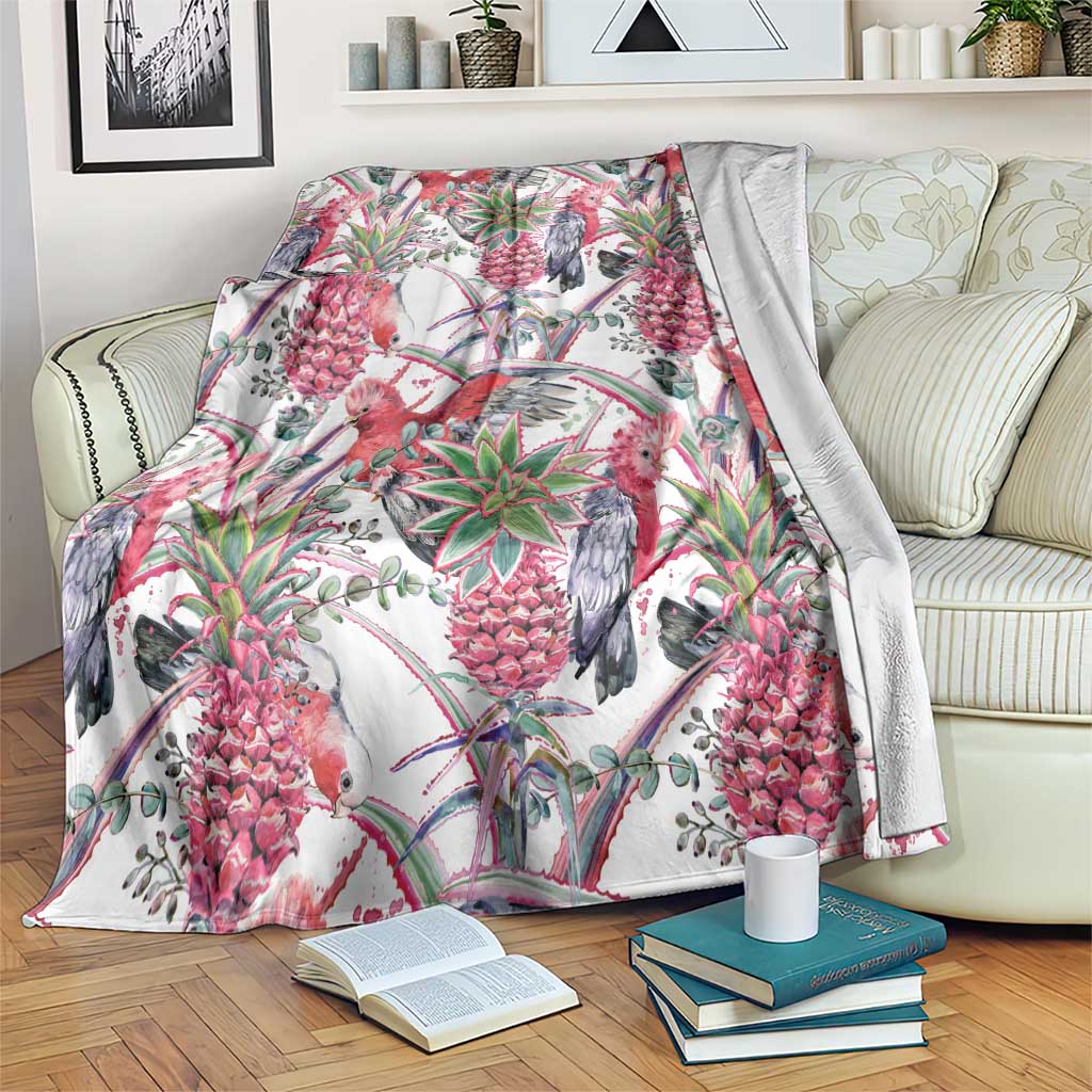 Australia Pink Galah Blanket Rose-breasted Cockatoo Pineapple Seamless Vibes - Aussie Hoodie