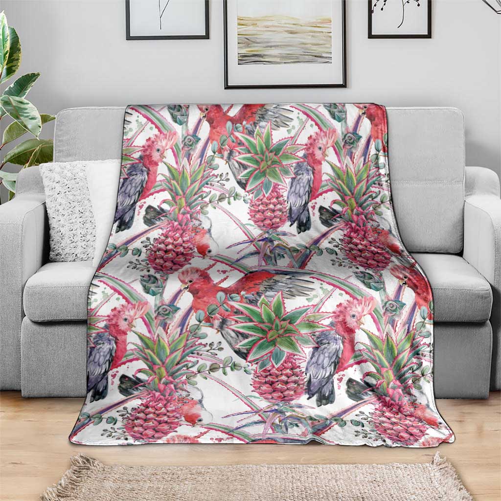 Australia Pink Galah Blanket Rose-breasted Cockatoo Pineapple Seamless Vibes - Aussie Hoodie