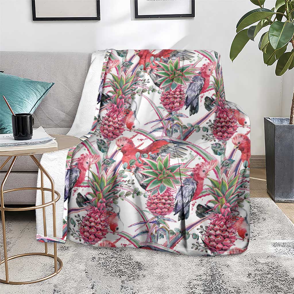 Australia Pink Galah Blanket Rose-breasted Cockatoo Pineapple Seamless Vibes - Aussie Hoodie