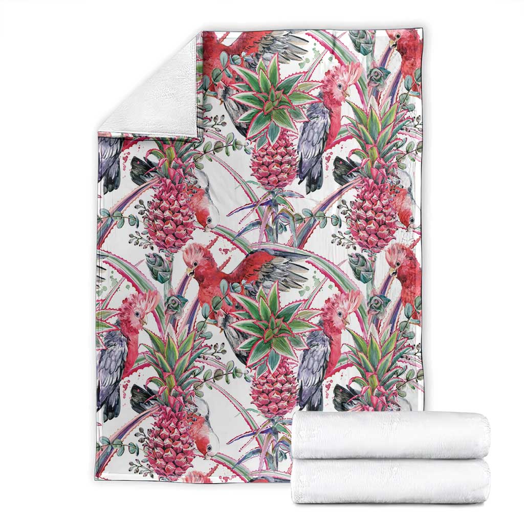 Australia Pink Galah Blanket Rose-breasted Cockatoo Pineapple Seamless Vibes - Aussie Hoodie