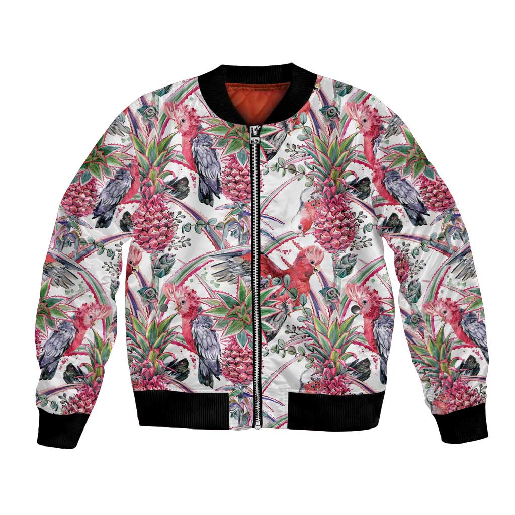 Australia Pink Galah Bomber Jacket Rose-breasted Cockatoo Pineapple Seamless Vibes - Aussie Hoodie