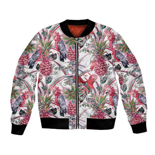 Australia Pink Galah Bomber Jacket Rose-breasted Cockatoo Pineapple Seamless Vibes - Aussie Hoodie