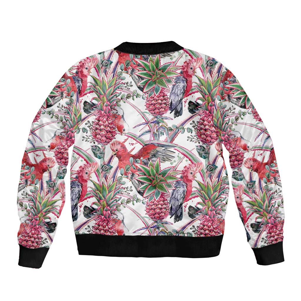Australia Pink Galah Bomber Jacket Rose-breasted Cockatoo Pineapple Seamless Vibes - Aussie Hoodie