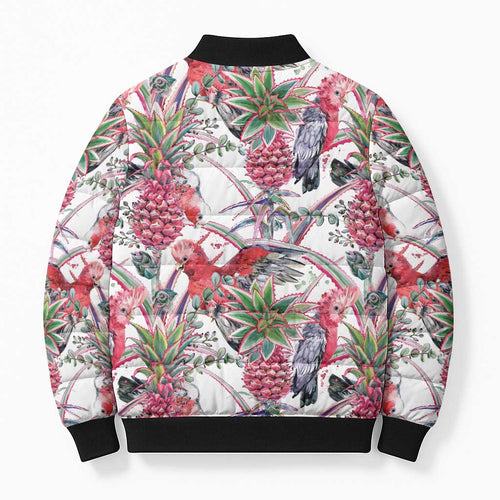 Australia Pink Galah Bomber Puffer Jacket Rose-breasted Cockatoo Pineapple Seamless Vibes - Aussie Hoodie