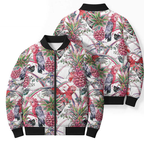 Australia Pink Galah Bomber Puffer Jacket Rose-breasted Cockatoo Pineapple Seamless Vibes - Aussie Hoodie