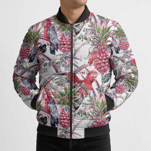 Australia Pink Galah Bomber Puffer Jacket Rose-breasted Cockatoo Pineapple Seamless Vibes - Aussie Hoodie