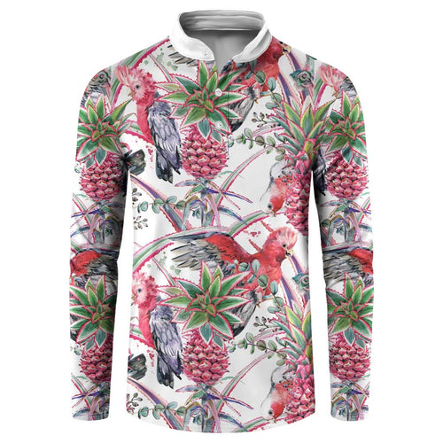 Australia Pink Galah Button Sweatshirt Rose-breasted Cockatoo Pineapple Seamless Vibes - Aussie Hoodie