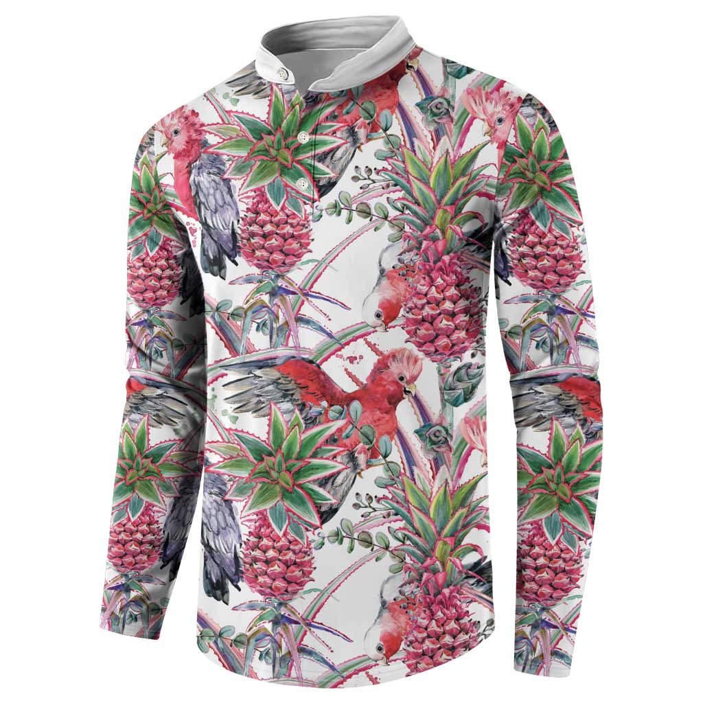 Australia Pink Galah Button Sweatshirt Rose-breasted Cockatoo Pineapple Seamless Vibes - Aussie Hoodie