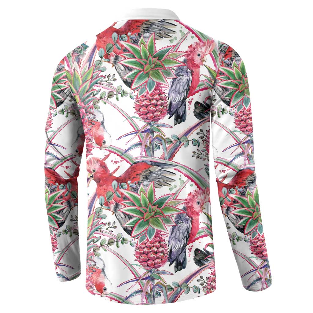 Australia Pink Galah Button Sweatshirt Rose-breasted Cockatoo Pineapple Seamless Vibes - Aussie Hoodie