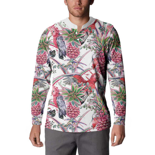 Australia Pink Galah Button Sweatshirt Rose-breasted Cockatoo Pineapple Seamless Vibes - Aussie Hoodie