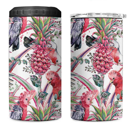 Australia Pink Galah 4 in 1 Can Cooler Tumbler Rose-breasted Cockatoo Pineapple Seamless Vibes - Aussie Hoodie