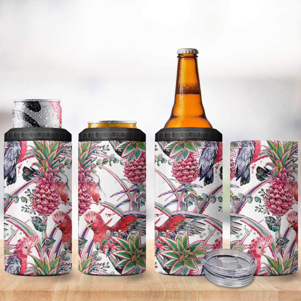 Australia Pink Galah 4 in 1 Can Cooler Tumbler Rose-breasted Cockatoo Pineapple Seamless Vibes - Aussie Hoodie