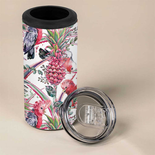 Australia Pink Galah 4 in 1 Can Cooler Tumbler Rose-breasted Cockatoo Pineapple Seamless Vibes - Aussie Hoodie