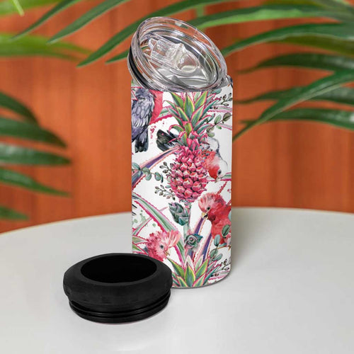 Australia Pink Galah 4 in 1 Can Cooler Tumbler Rose-breasted Cockatoo Pineapple Seamless Vibes - Aussie Hoodie