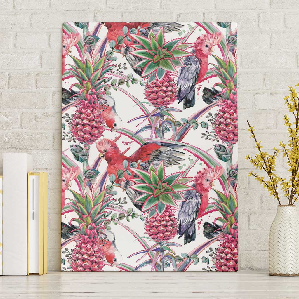 Australia Pink Galah Canvas Wall Art Rose-breasted Cockatoo Pineapple Seamless Vibes - Aussie Hoodie