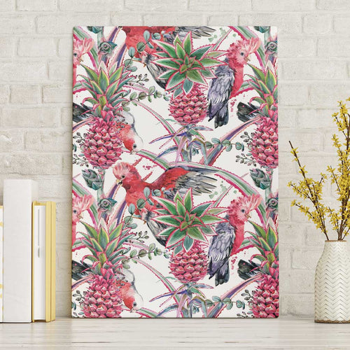 Australia Pink Galah Canvas Wall Art Rose-breasted Cockatoo Pineapple Seamless Vibes - Aussie Hoodie