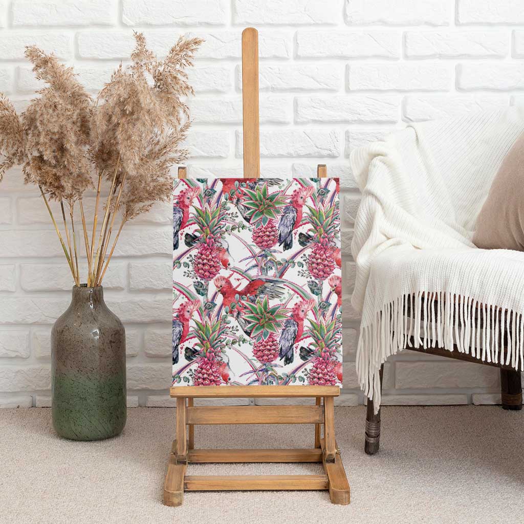 Australia Pink Galah Canvas Wall Art Rose-breasted Cockatoo Pineapple Seamless Vibes - Aussie Hoodie