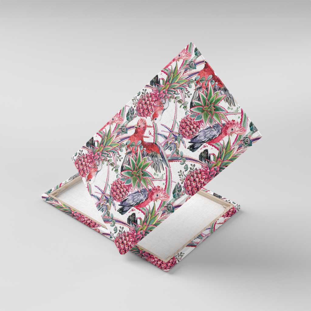 Australia Pink Galah Canvas Wall Art Rose-breasted Cockatoo Pineapple Seamless Vibes - Aussie Hoodie