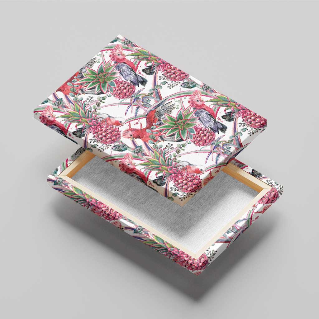 Australia Pink Galah Canvas Wall Art Rose-breasted Cockatoo Pineapple Seamless Vibes - Aussie Hoodie