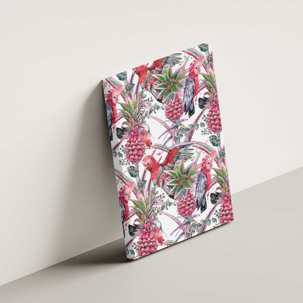 Australia Pink Galah Canvas Wall Art Rose-breasted Cockatoo Pineapple Seamless Vibes - Aussie Hoodie