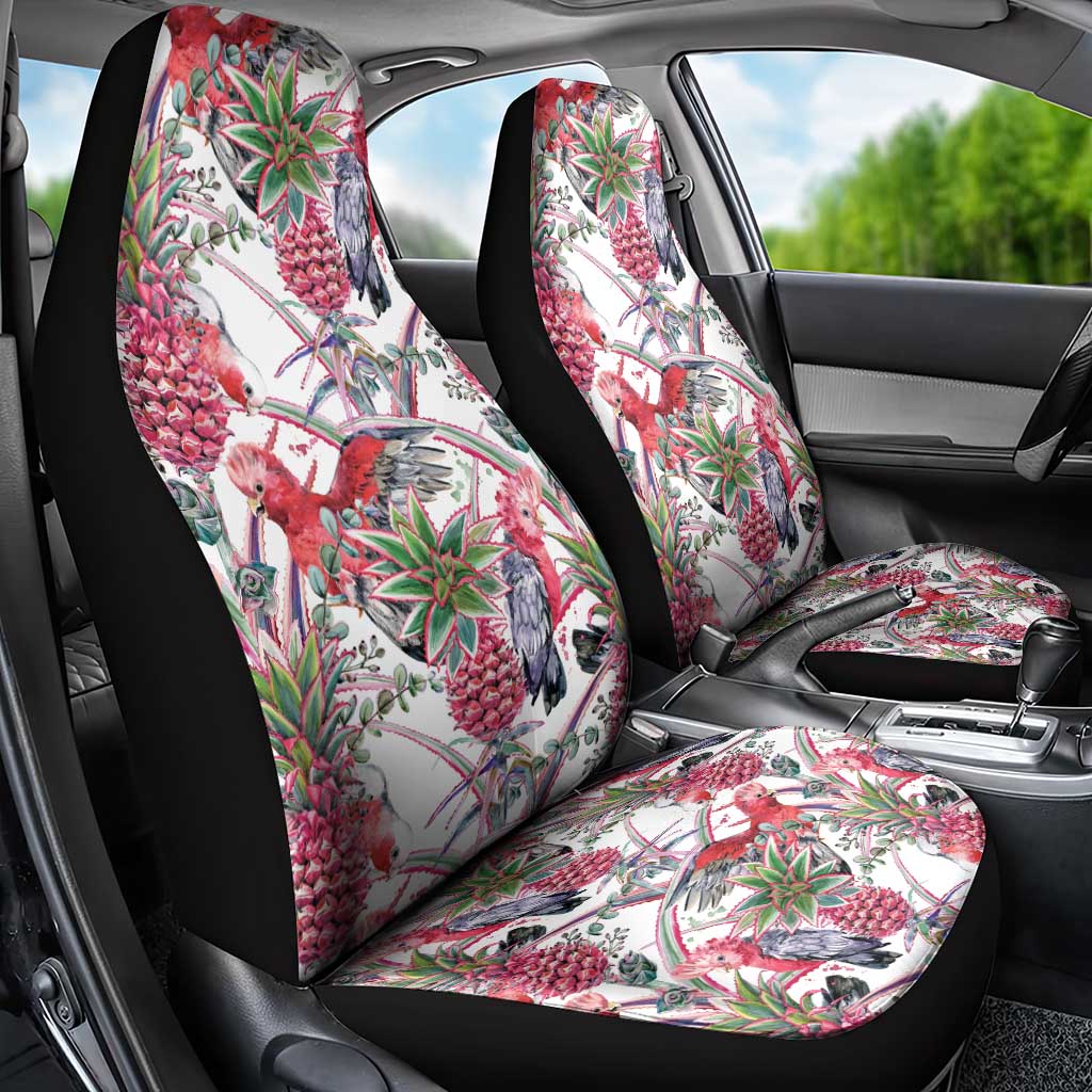 Australia Pink Galah Car Seat Cover Rose-breasted Cockatoo Pineapple Seamless Vibes - Aussie Hoodie