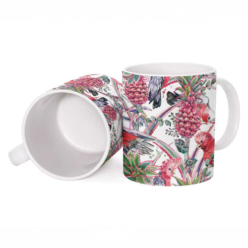 Australia Pink Galah Ceramic Mug Rose-breasted Cockatoo Pineapple Seamless Vibes - Aussie Hoodie