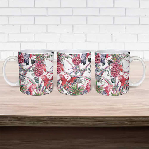 Australia Pink Galah Ceramic Mug Rose-breasted Cockatoo Pineapple Seamless Vibes - Aussie Hoodie
