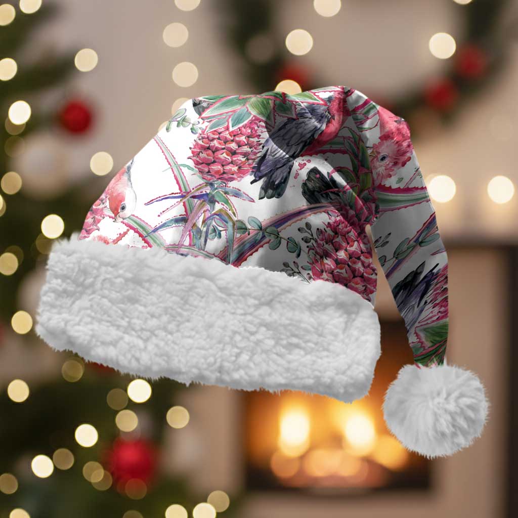 Australia Pink Galah Christmas Santa Hat Rose-breasted Cockatoo Pineapple Seamless Vibes - Aussie Hoodie