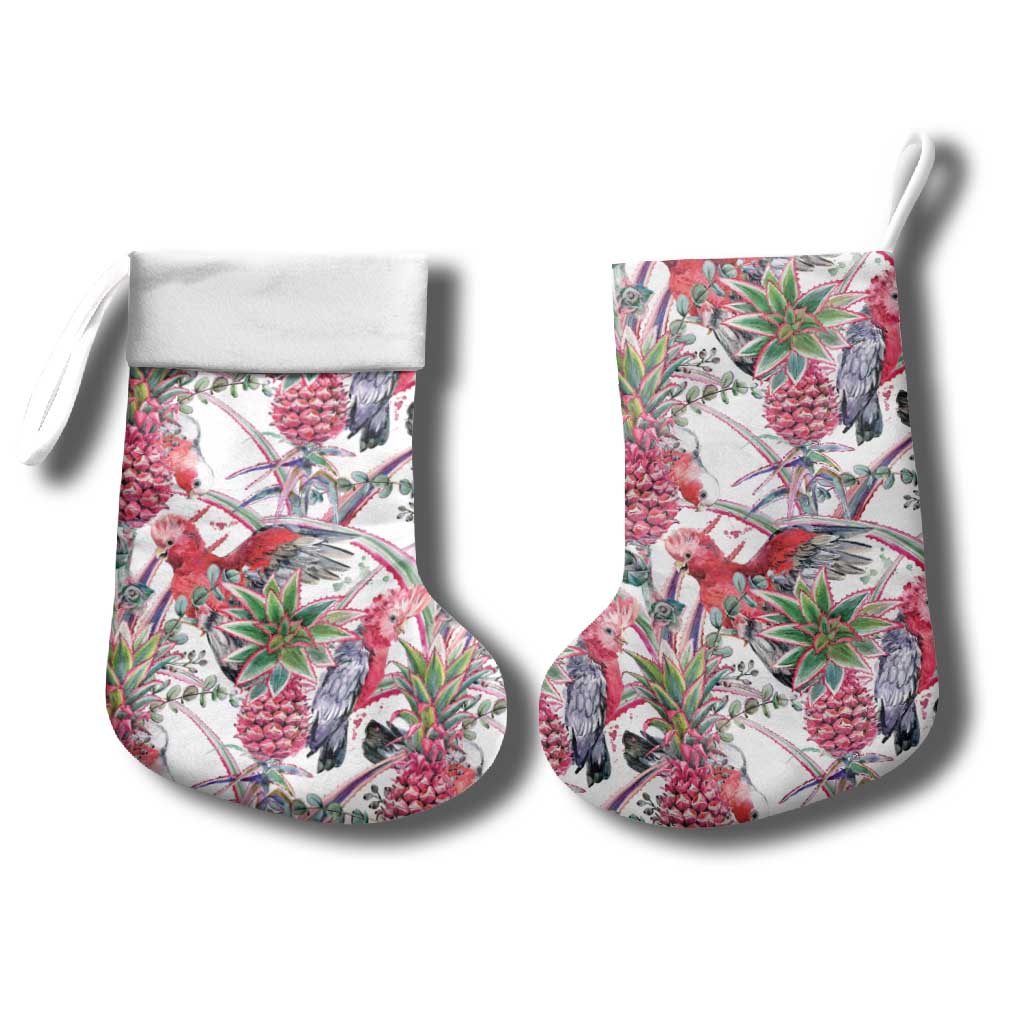 Australia Pink Galah Christmas Stocking Rose-breasted Cockatoo Pineapple Seamless Vibes - Aussie Hoodie