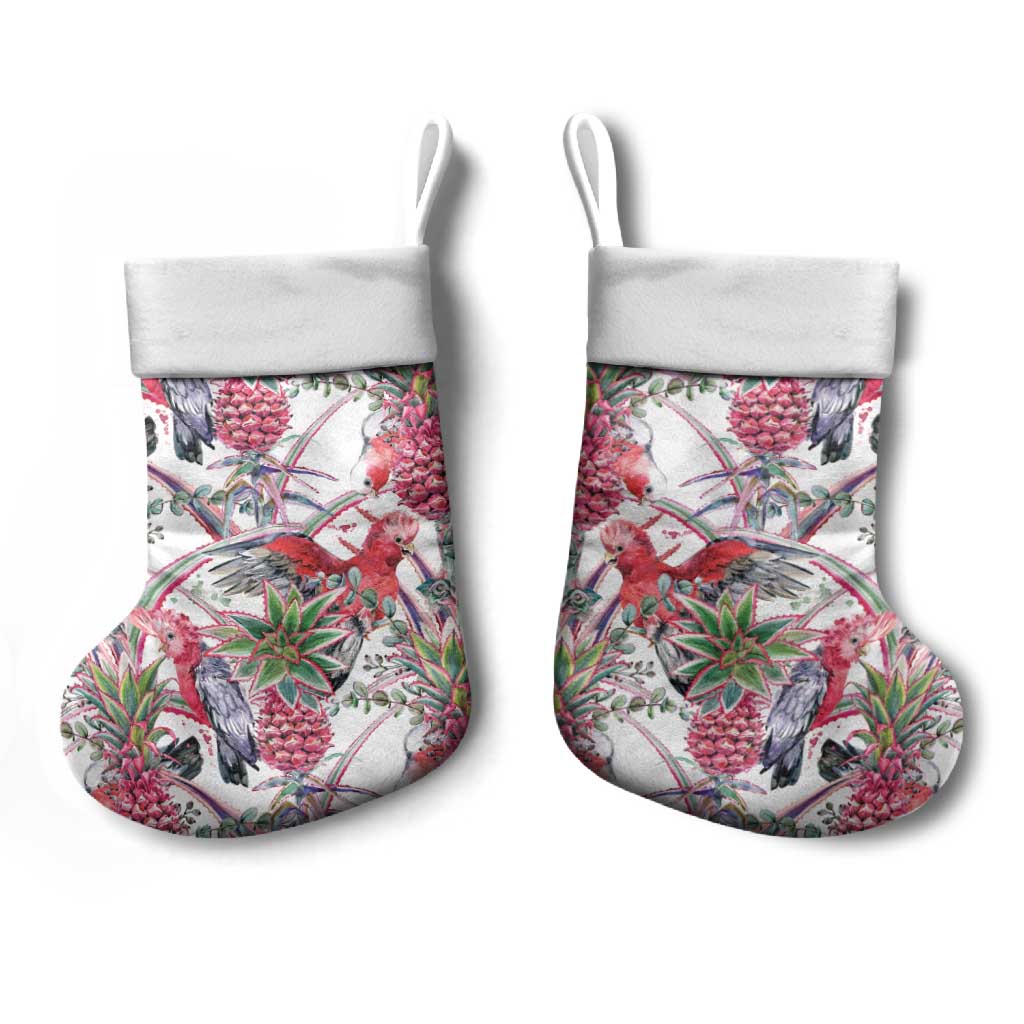 Australia Pink Galah Christmas Stocking Rose-breasted Cockatoo Pineapple Seamless Vibes - Aussie Hoodie
