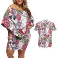 Australia Pink Galah Couples Matching Off Shoulder Short Dress and Hawaiian Shirt Rose-breasted Cockatoo Pineapple Seamless Vibes - Aussie Hoodie