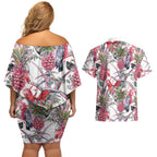 Australia Pink Galah Couples Matching Off Shoulder Short Dress and Hawaiian Shirt Rose-breasted Cockatoo Pineapple Seamless Vibes - Aussie Hoodie