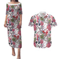 Australia Pink Galah Couples Matching Puletasi and Hawaiian Shirt Rose-breasted Cockatoo Pineapple Seamless Vibes - Aussie Hoodie