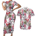 Australia Pink Galah Couples Matching Short Sleeve Bodycon Dress and Hawaiian Shirt Rose-breasted Cockatoo Pineapple Seamless Vibes - Aussie Hoodie