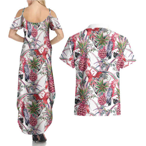 Australia Pink Galah Couples Matching Summer Maxi Dress and Hawaiian Shirt Rose-breasted Cockatoo Pineapple Seamless Vibes - Aussie Hoodie