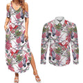 Australia Pink Galah Couples Matching Summer Maxi Dress and Long Sleeve Button Shirt Rose-breasted Cockatoo Pineapple Seamless Vibes - Aussie Hoodie