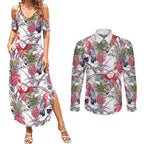 Australia Pink Galah Couples Matching Summer Maxi Dress and Long Sleeve Button Shirt Rose-breasted Cockatoo Pineapple Seamless Vibes - Aussie Hoodie
