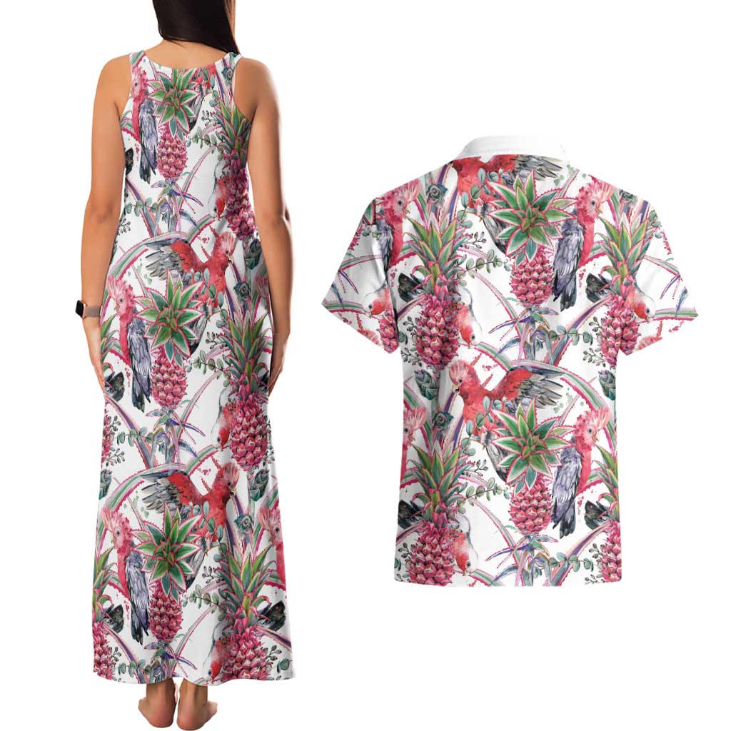 Australia Pink Galah Couples Matching Tank Maxi Dress and Hawaiian Shirt Rose-breasted Cockatoo Pineapple Seamless Vibes - Aussie Hoodie