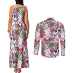 Australia Pink Galah Couples Matching Tank Maxi Dress and Long Sleeve Button Shirt Rose-breasted Cockatoo Pineapple Seamless Vibes - Aussie Hoodie
