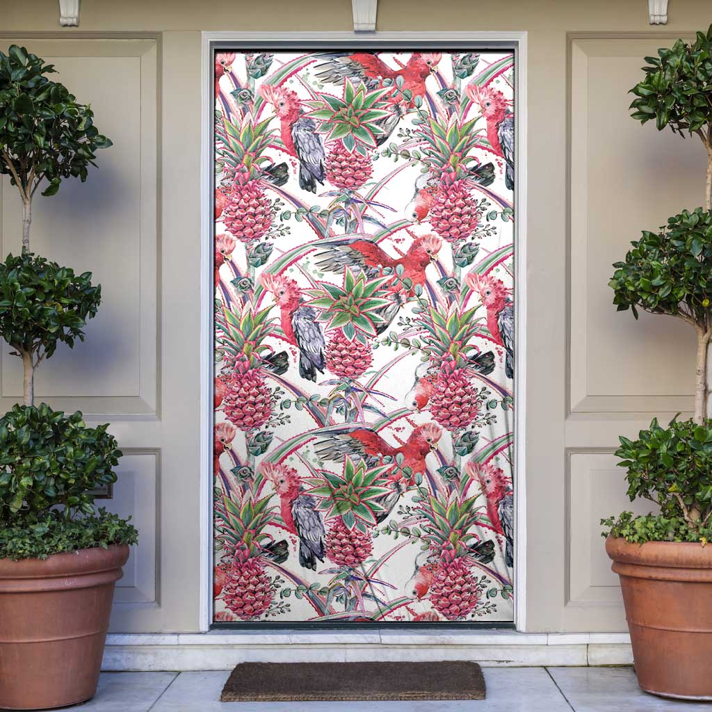 Australia Pink Galah Door Cover Rose-breasted Cockatoo Pineapple Seamless Vibes - Aussie Hoodie