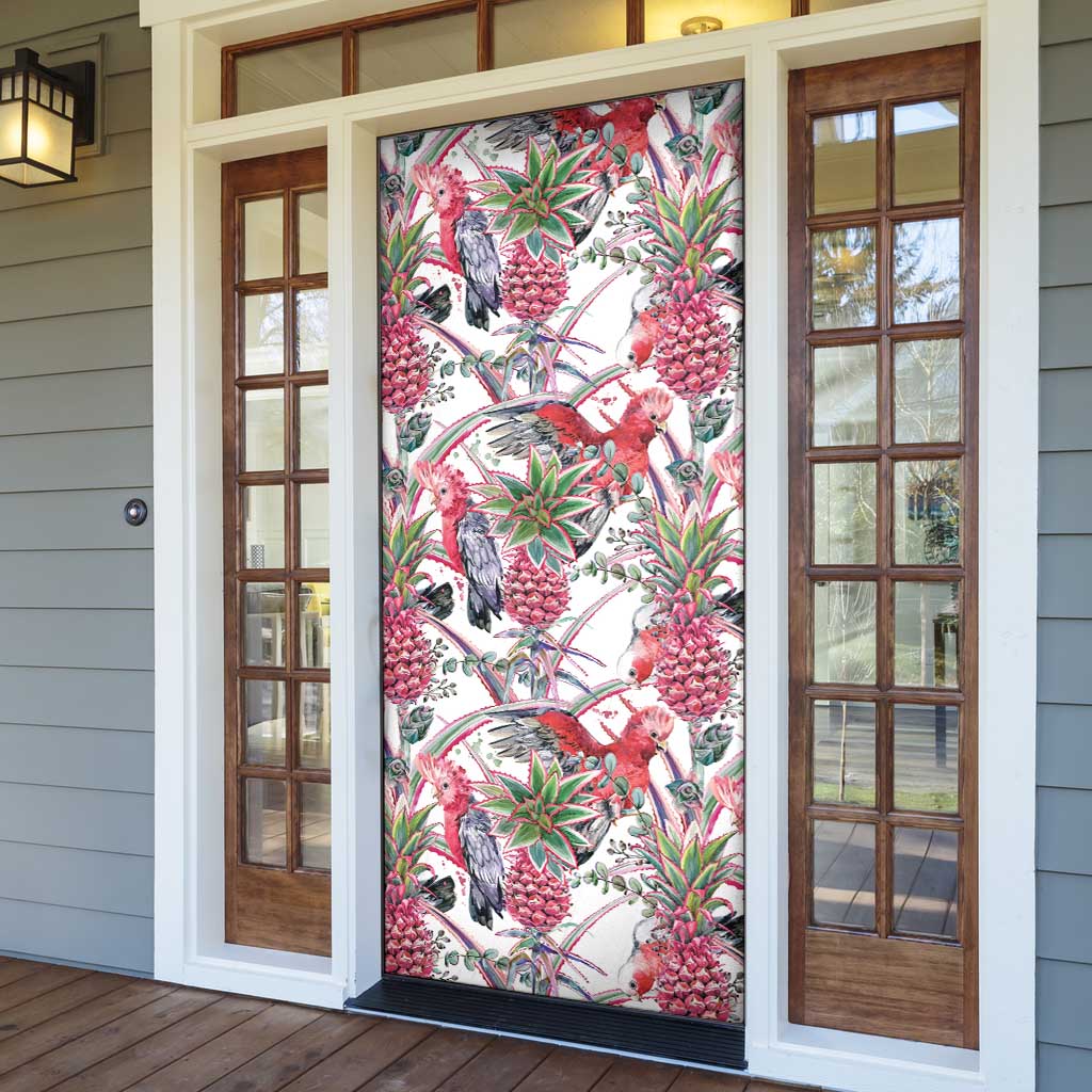 Australia Pink Galah Door Cover Rose-breasted Cockatoo Pineapple Seamless Vibes - Aussie Hoodie
