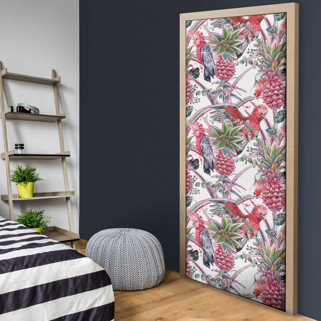 Australia Pink Galah Door Cover Rose-breasted Cockatoo Pineapple Seamless Vibes - Aussie Hoodie