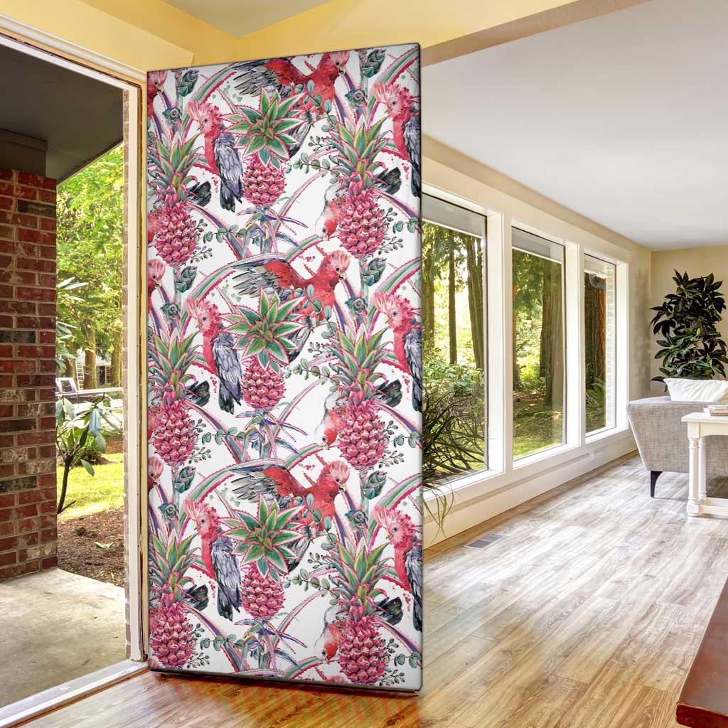 Australia Pink Galah Door Cover Rose-breasted Cockatoo Pineapple Seamless Vibes - Aussie Hoodie