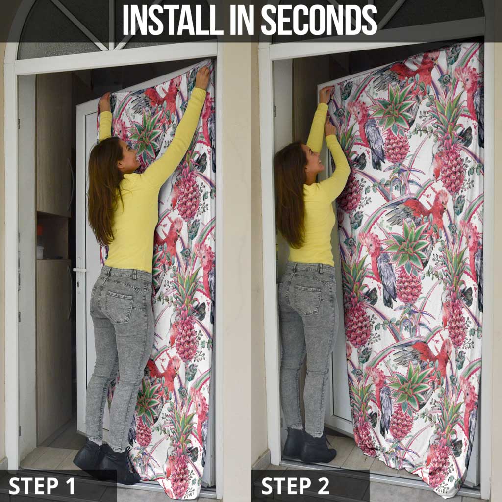 Australia Pink Galah Door Cover Rose-breasted Cockatoo Pineapple Seamless Vibes - Aussie Hoodie