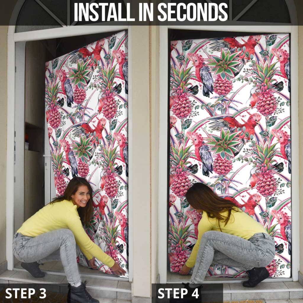 Australia Pink Galah Door Cover Rose-breasted Cockatoo Pineapple Seamless Vibes - Aussie Hoodie
