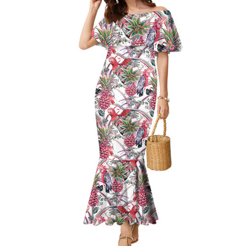 Australia Pink Galah Family Matching Mermaid Dress and Hawaiian Shirt Rose-breasted Cockatoo Pineapple Seamless Vibes - Aussie Hoodie