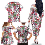 Australia Pink Galah Family Matching Off The Shoulder Long Sleeve Dress and Hawaiian Shirt Rose-breasted Cockatoo Pineapple Seamless Vibes - Aussie Hoodie