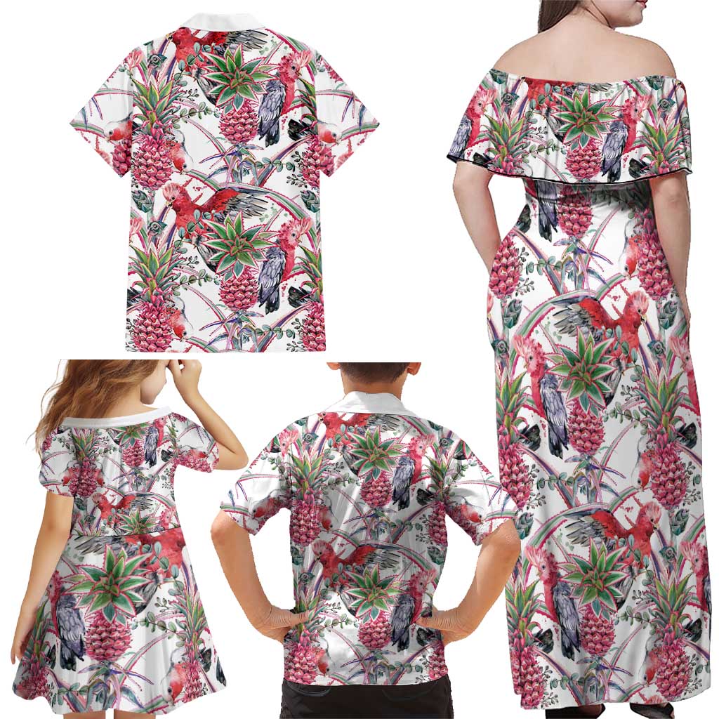 Australia Pink Galah Family Matching Off Shoulder Maxi Dress and Hawaiian Shirt Rose-breasted Cockatoo Pineapple Seamless Vibes - Aussie Hoodie