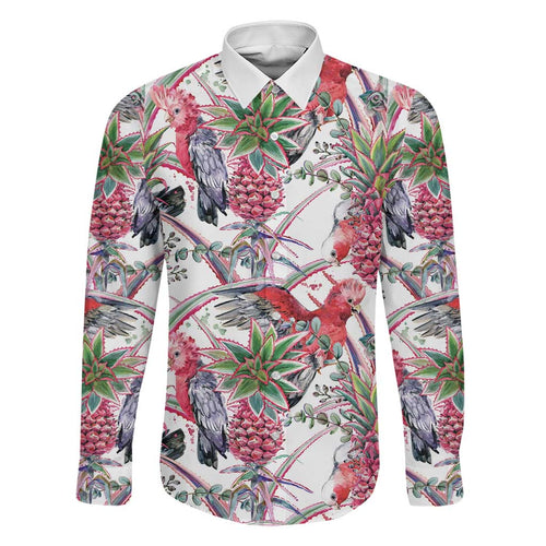 Australia Pink Galah Family Matching Off Shoulder Maxi Dress and Hawaiian Shirt Rose-breasted Cockatoo Pineapple Seamless Vibes - Aussie Hoodie